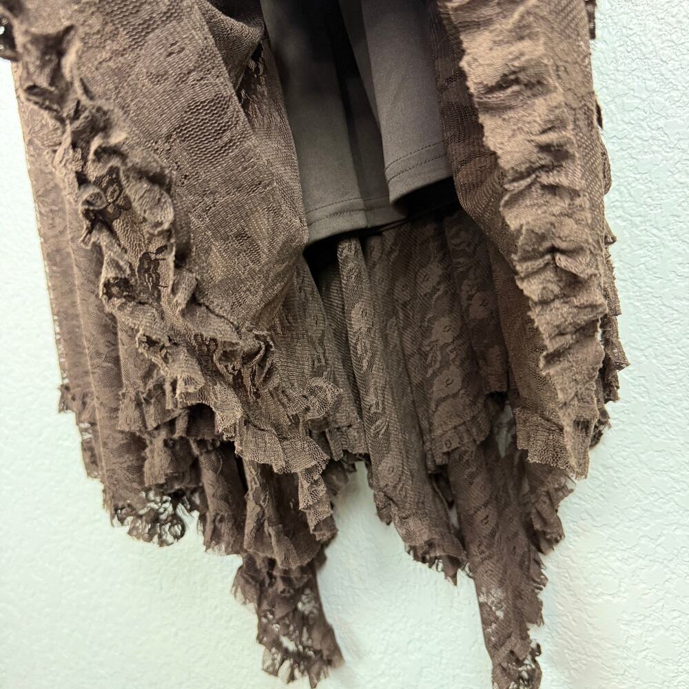 Back in the Saddle Heirloom Lace Lined Dress Brown M Boho Cowgirl Whimsigoth EUC - Picture 9 of 10